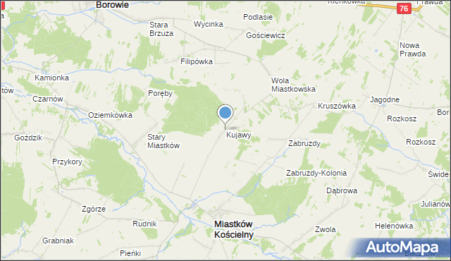 mapa Kujawy, Kujawy gmina Miastków Kościelny na mapie Targeo